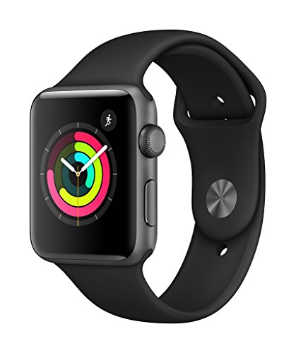 Apple Watch Series 3 - Relojes inteligentes(GPS, con caja de 42 mm de aluminio en gris espacial y correa deportiva negra)