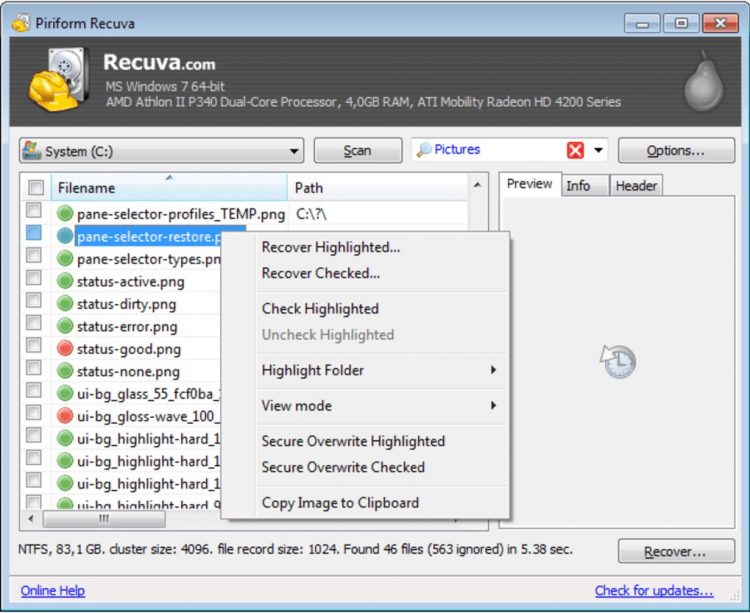 recuva data recovery software for windows 10