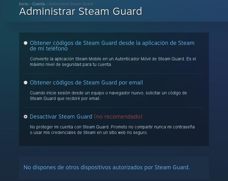 Cómo quitar Steam Guard