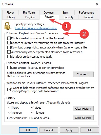 El reproductor de Windows Media no puede grabar algunos de los archivos