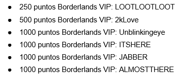 Códigos VIP de Borderlands 3