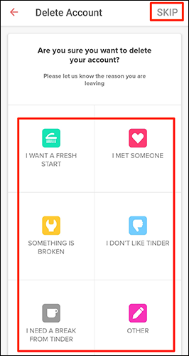 Eliminar tu cuenta de Tinder desde la app