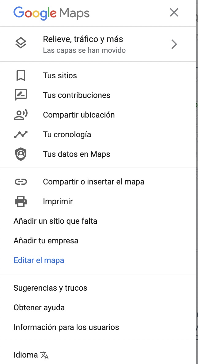 ajustes google maps