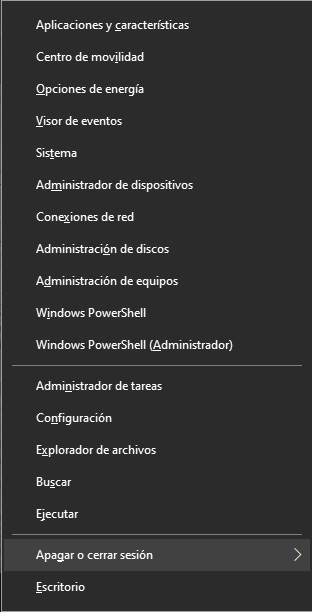 Windows + X