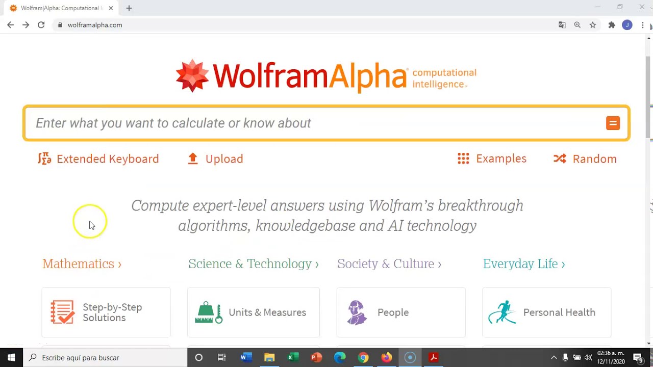 Wolfram Alpha editor de ecuaciones