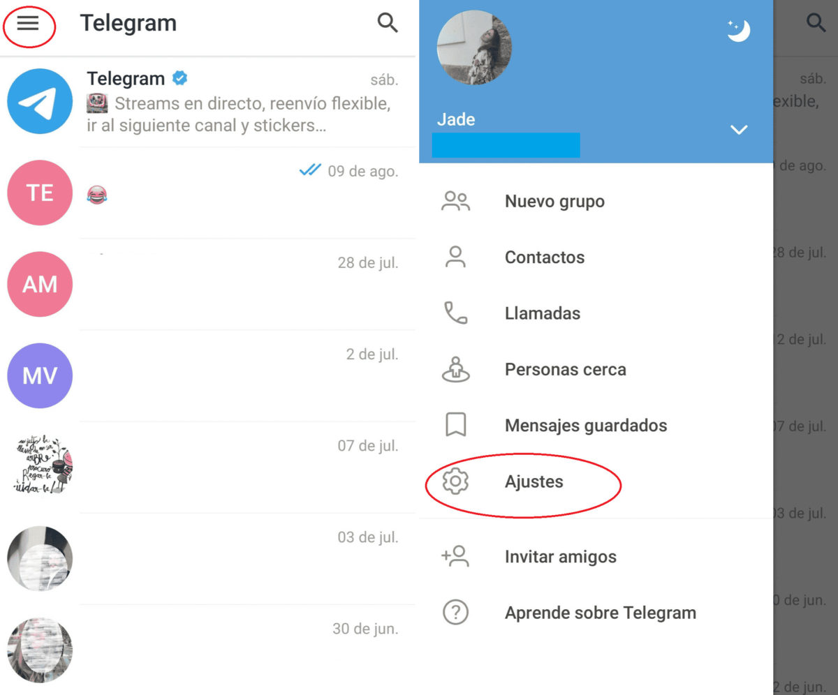 como cambiar ruta de descargas telegram