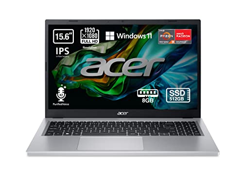 Acer Aspire 3 A315-24P - Ordenador Portátil 15.6” Full HD IPS (AMD Ryzen 3-7320U, 8 GB RAM, 512 GB SSD, Windows 11 Home) Color Negro - Teclado QWERTY Español