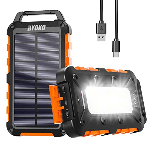 Cargador Solar 20000mAh, 15W USB C Power Bank Solar con 3 Salidas 2 Entrada, Bateria Solar Portatil Impermeable Al Aire Libre para Teléfonos Inteligentes, Tabletas