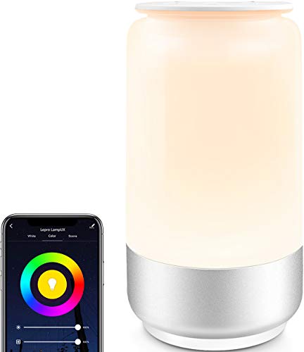 LE Lamparas de Mesita de Noche Alexa Inteligente, WiFi Lampara LED Regulable RGB & Blanco 2000K - 6000K Control Táctil, App, Lampara de Mesa con Temporizador, Compatible con Alexa, Google Assistant