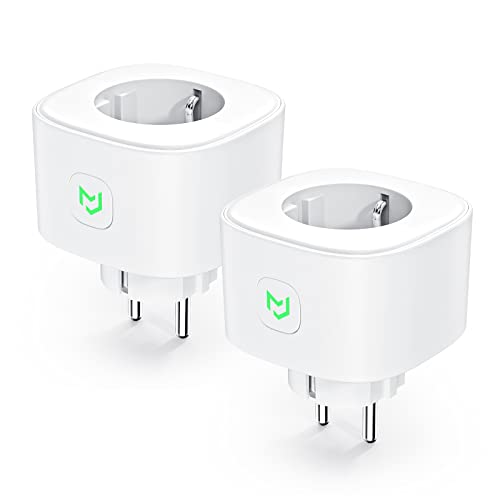 meross Enchufe Inteligente con Monitor de Consumo WiFi Enchufe Compatible con Alexa y Google Home Horarios & Temporizadores, No Necesita HUB, Protección Contra Sobrecarga, WiFi 2.4 Ghz, 2 PCS, Blanco