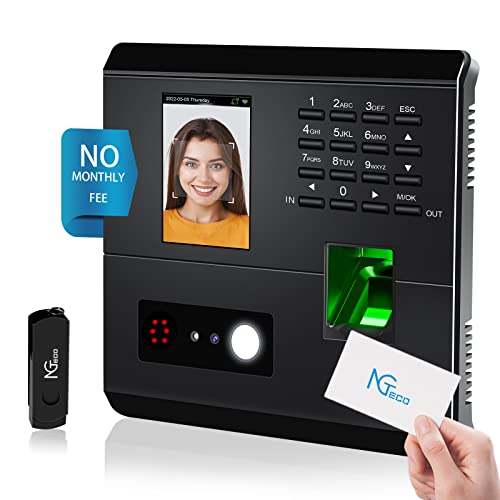 NGTeco MB1 Terminal para Fichar,Pequeñas Empresas Que Ofrecen a Sus Empleados Una Tarjeta Integrada de Cara, Escaneo de Dedos, RFID y Pin