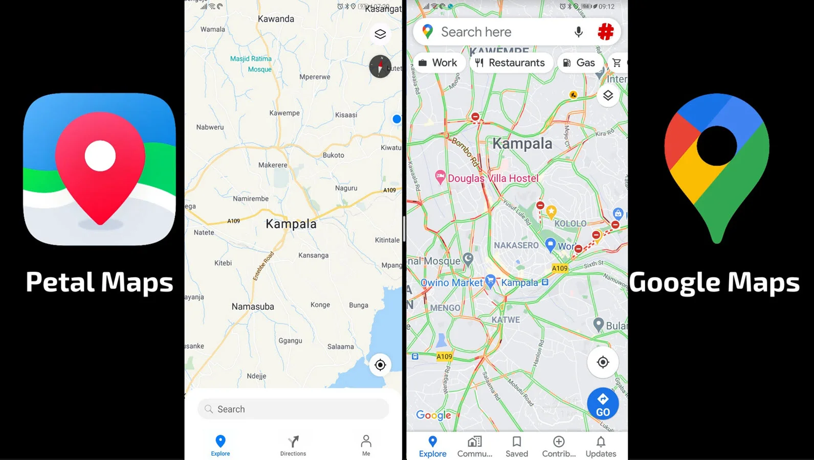 Objetivos de Huawei Petal Maps vs. objetivos Google Maps