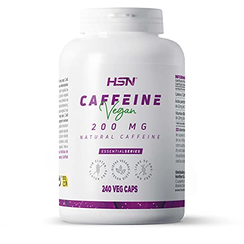 Cafeína Anhidra Pura de HSN | 240 Tabletas de 200 mg Cafeína Efecto Rápido | Dosis Elevada | No-GMO, Vegano, Sin Gluten