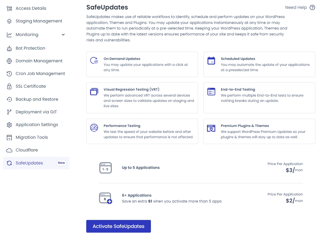 Safeupdates en Cloudways