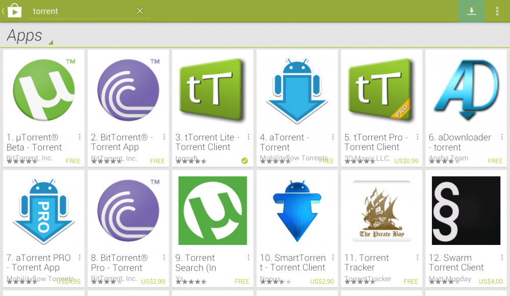 descargar torrents con µTorrent en Android