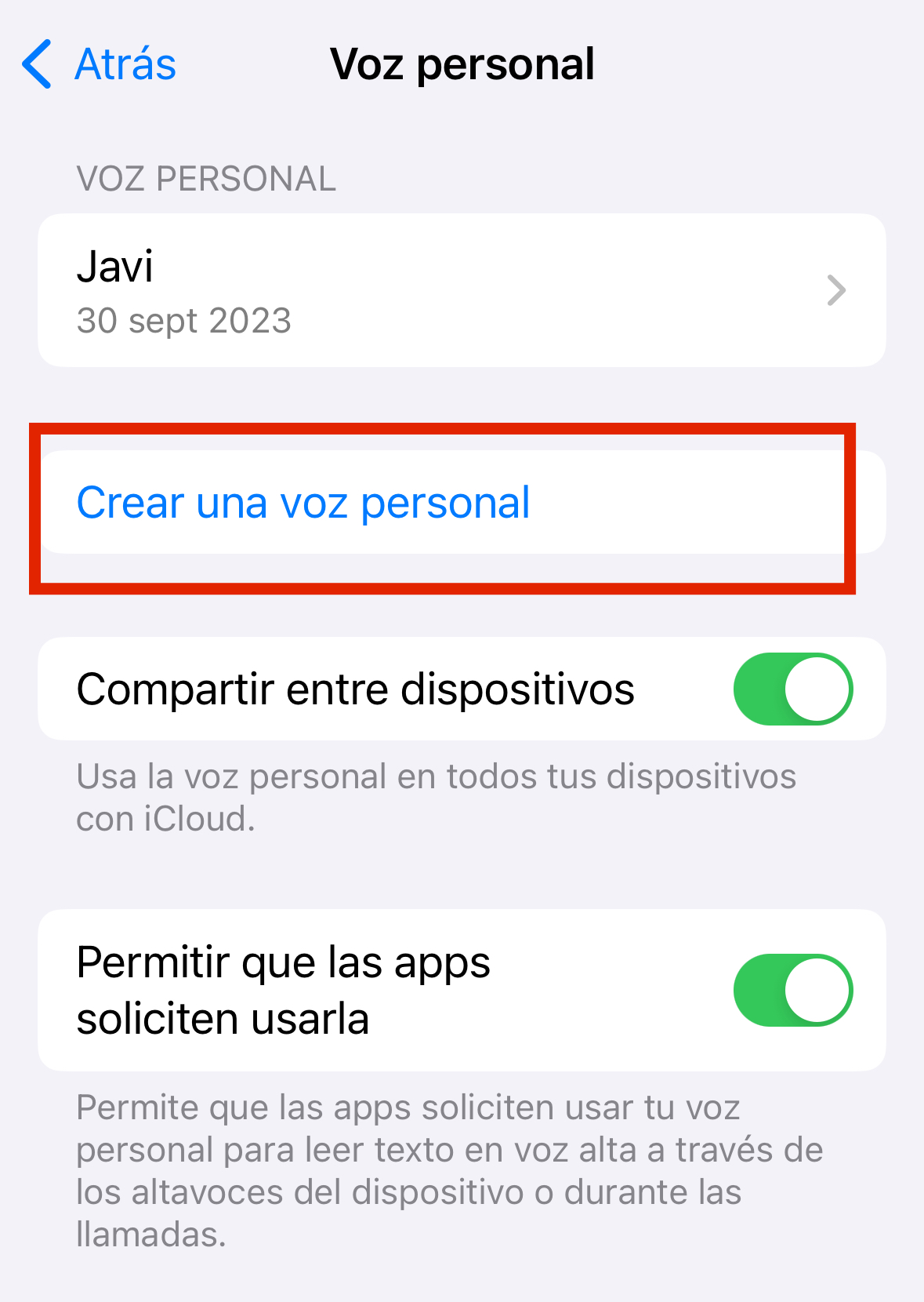 Cómo crear tu Voz Personal en iOS 17
