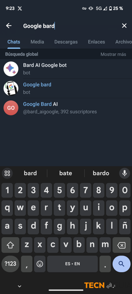 Buscar google Bard en Telegram