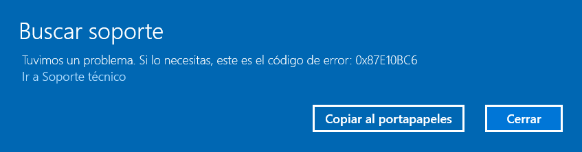 Soluciones para Error 0x87E10BC6 en Windows 10
