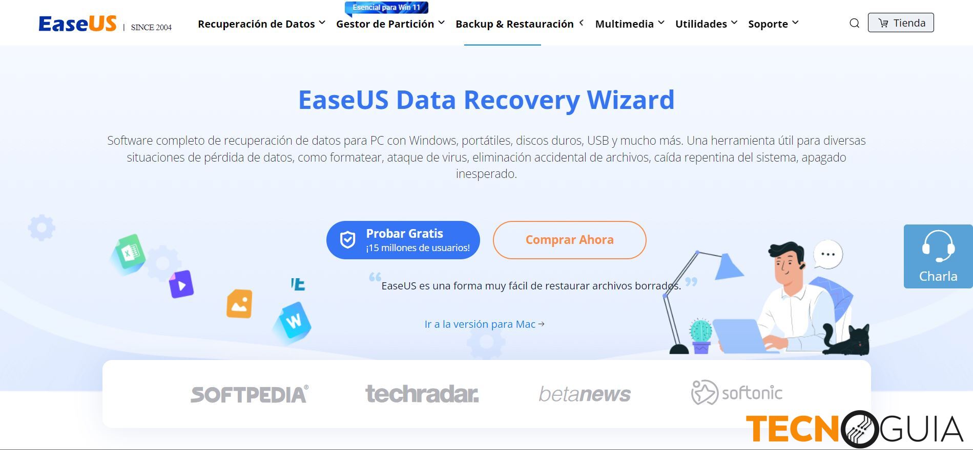 Página web EaseUS Data Recovery