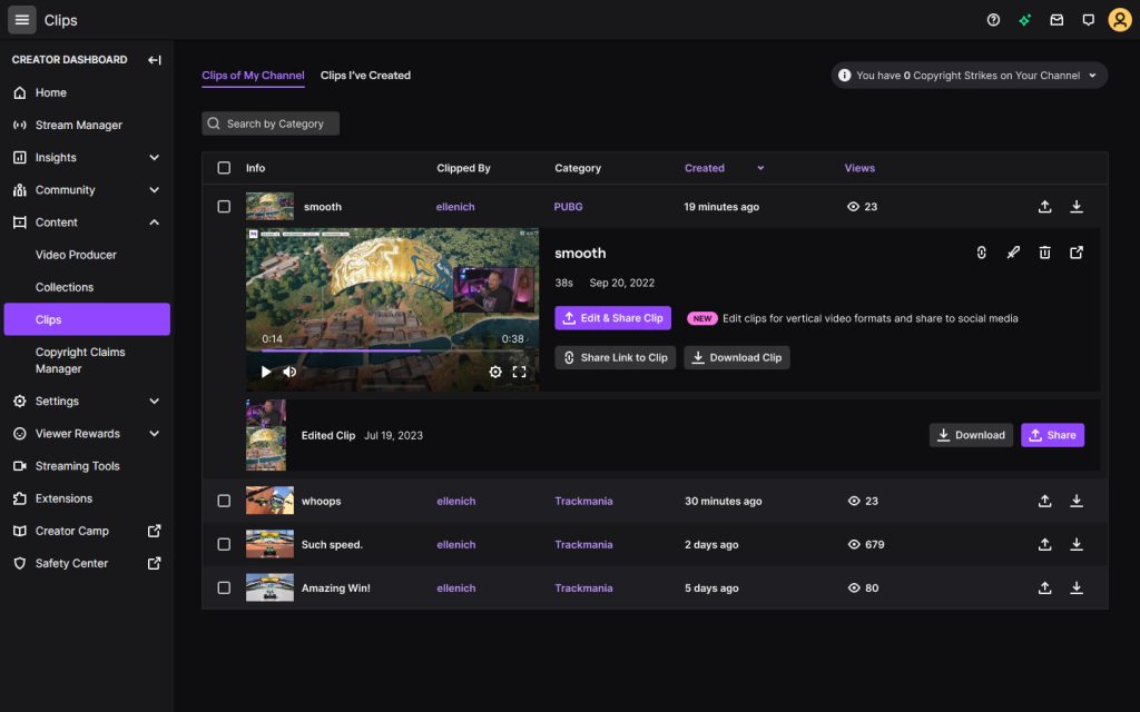 Cómo recortar vídeos o directos de Twitch