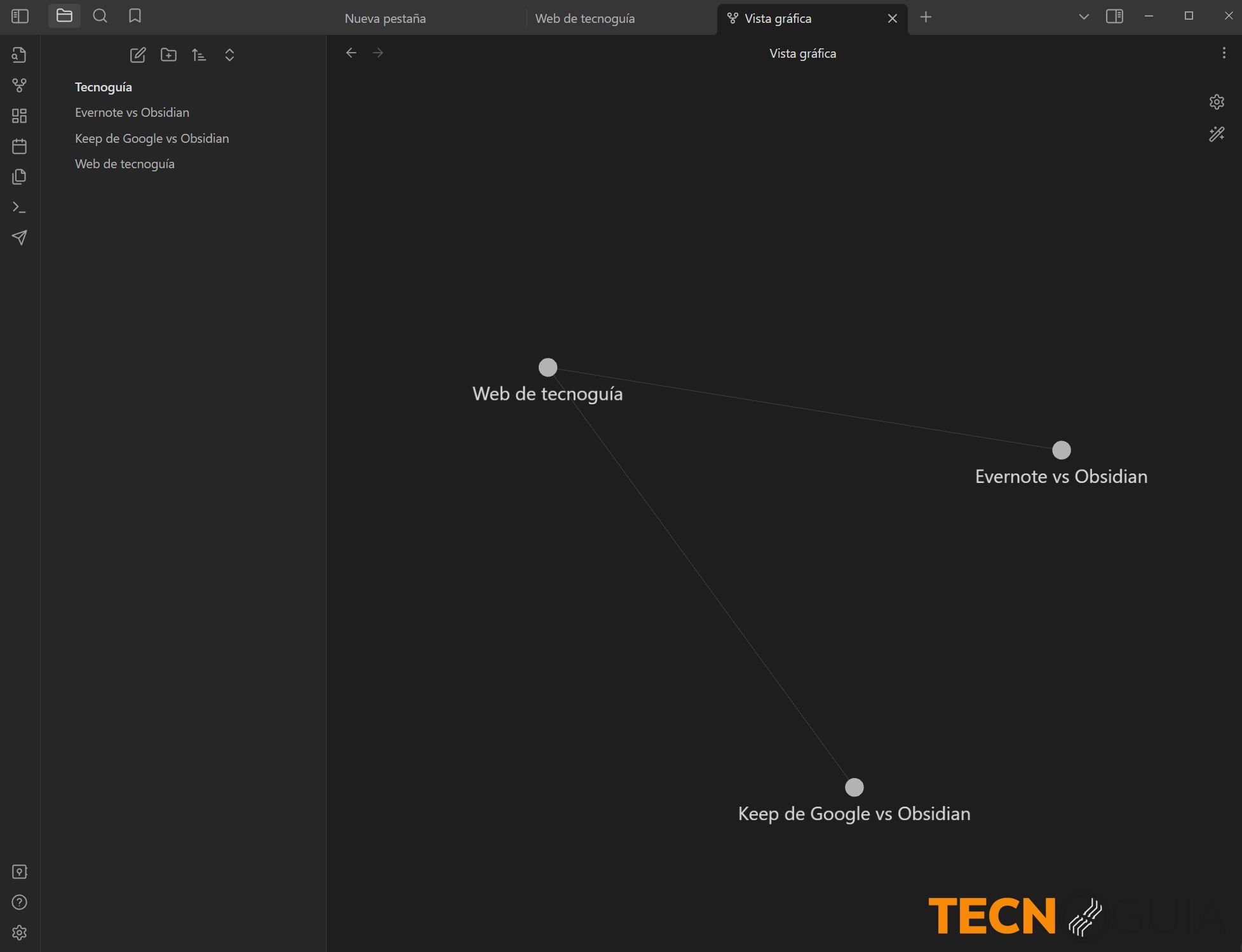 Gráfico de trabajo en Obsidian